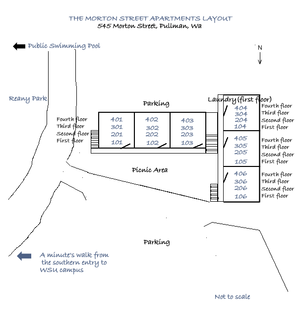 Layout of The Morton Street Apartments, 545 Morton Street in Pullman, Wa