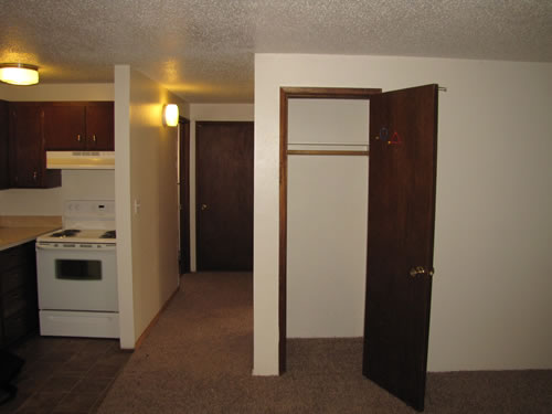 One bedroom at The West View Terrace Apartments