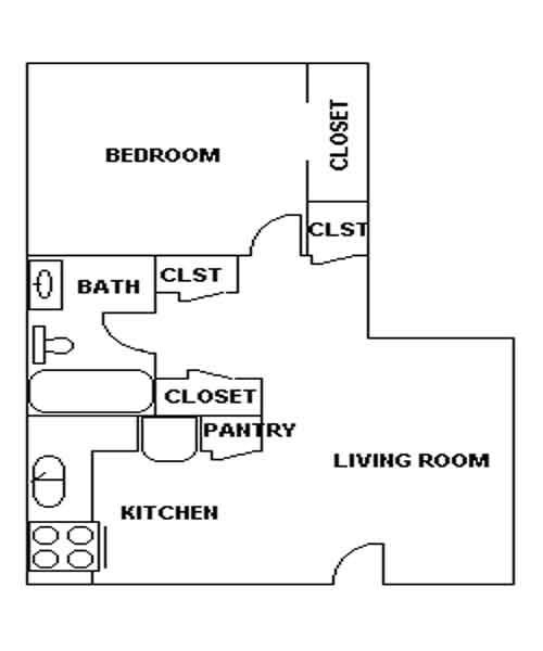 Floor plan of a West View Terrace Apartment, Markley Drive, Pullman, Wa