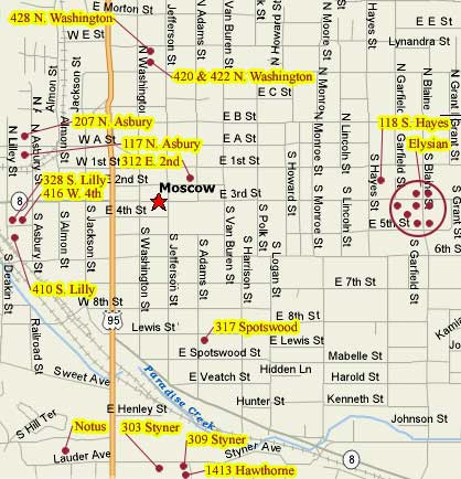 a map of Moscow, Id with