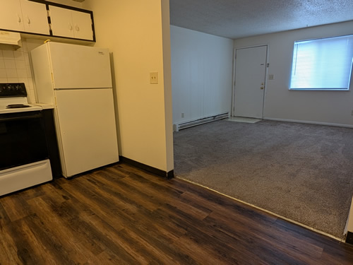 kitchen and living room